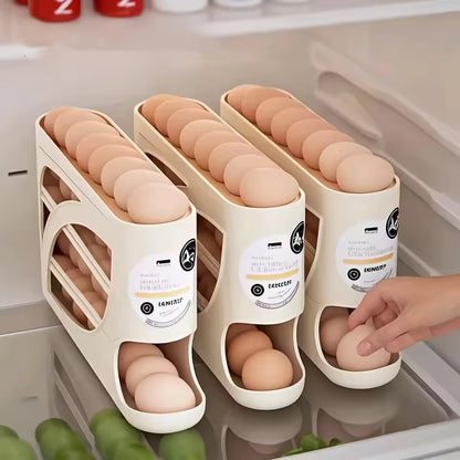 3-Tier Rolling Egg Storage Box – Holds 24 Eggs for Fridge & Kitchen